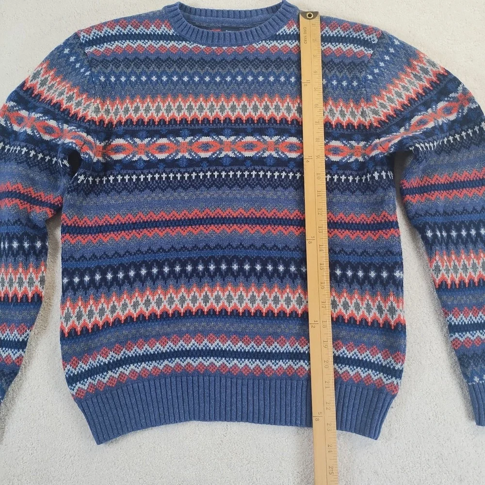 Gap Kid's Sweater XXL 14-16 Blue Pink Fair Isle Wool Blend Crewneck Soft EUC
